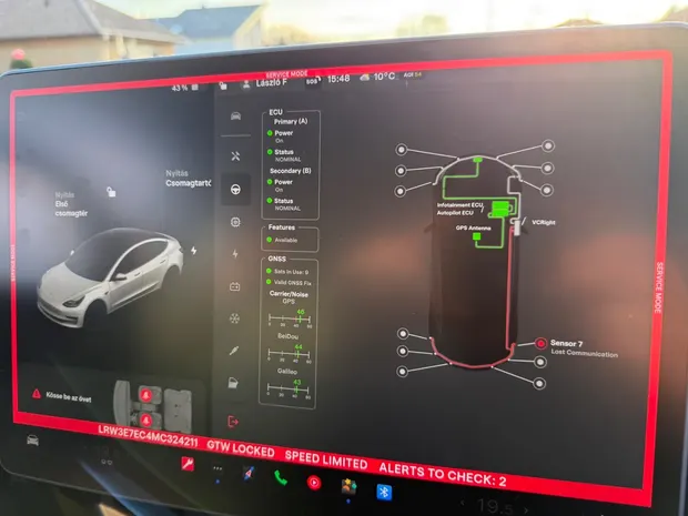 Felmért elektromos autó részlete